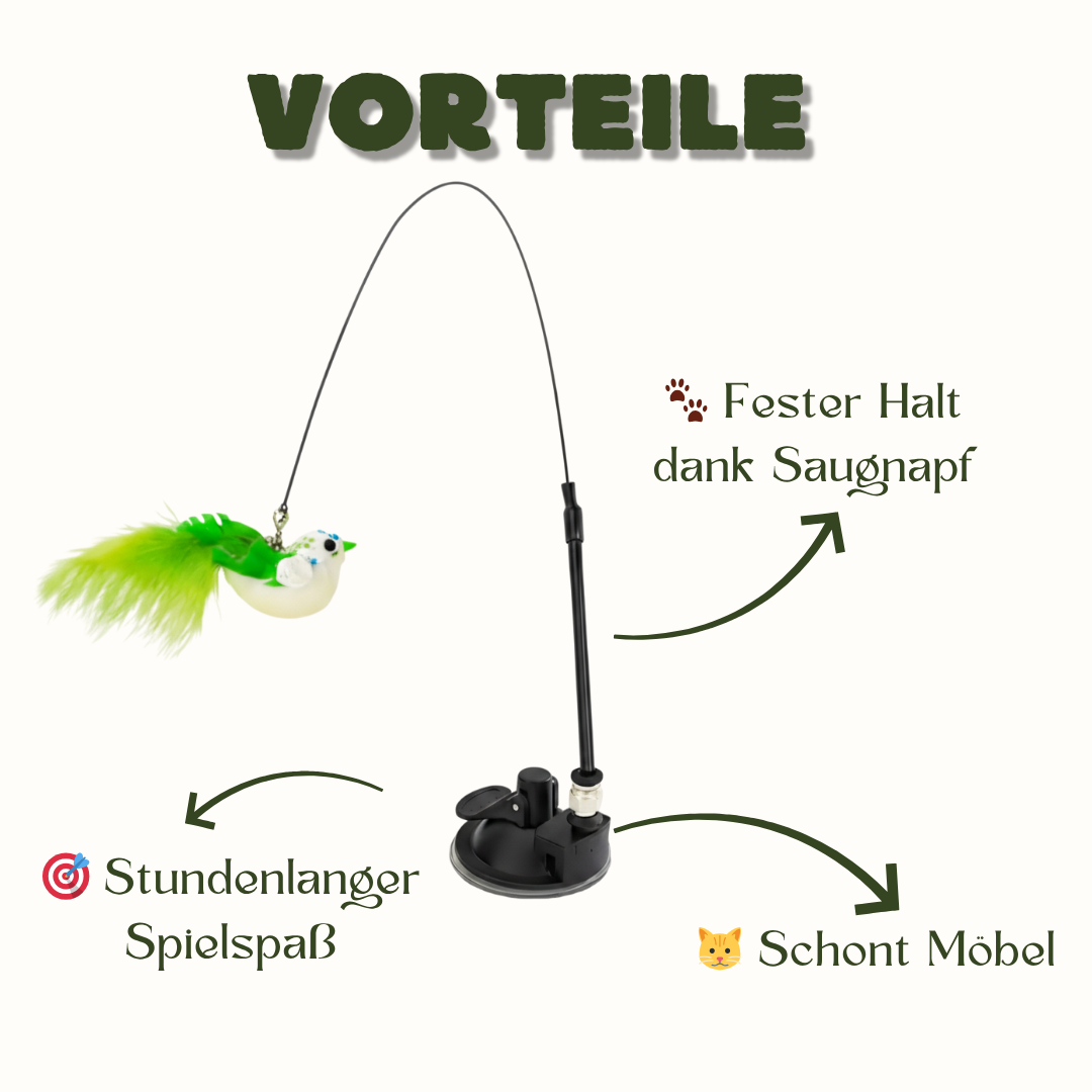 Interaktives Katzenspielzeug mit Saugnapf & Feder – Stundenlanger Spielspaß
