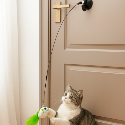 Interaktives Katzenspielzeug mit Saugnapf & Feder – Stundenlanger Spielspaß