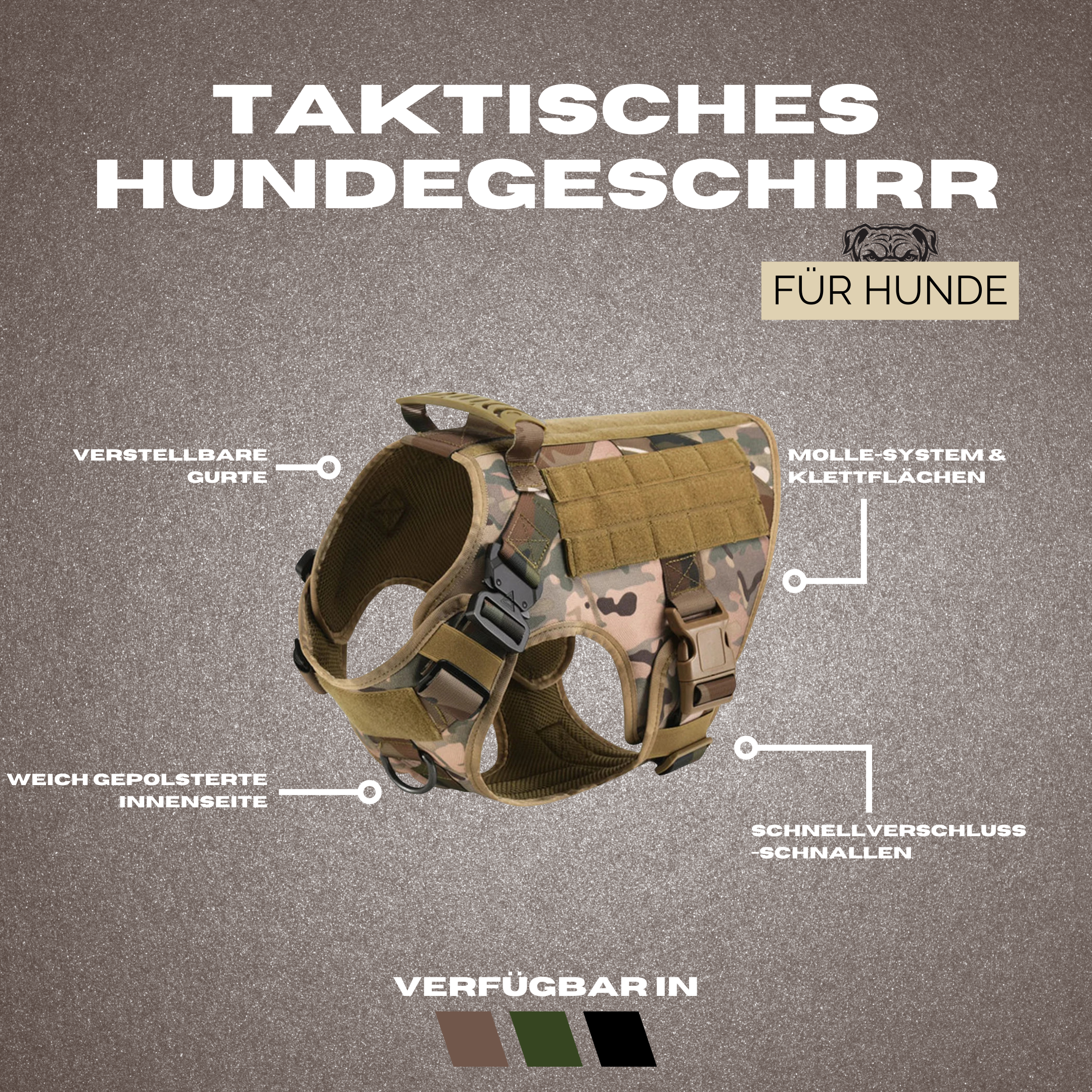 Taktisches Hundegeschirr - Verstellbar, atmungsaktive Hundeweste