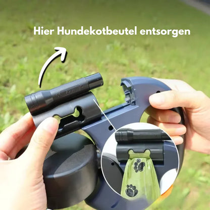 Fell & Pfoten Doppelleine – Für stressfreies Gassi zu zweit (mit 360° Entwirrmechanismus & LED-Sicherheit