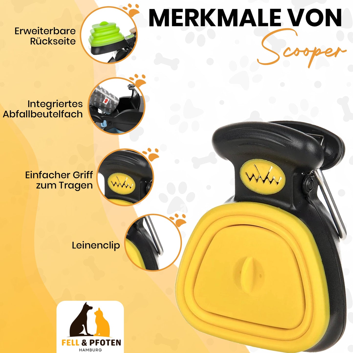 Fell & Pfoten - Pooper Scooper Kotsammler, hygienische Revolution für Hundehalter