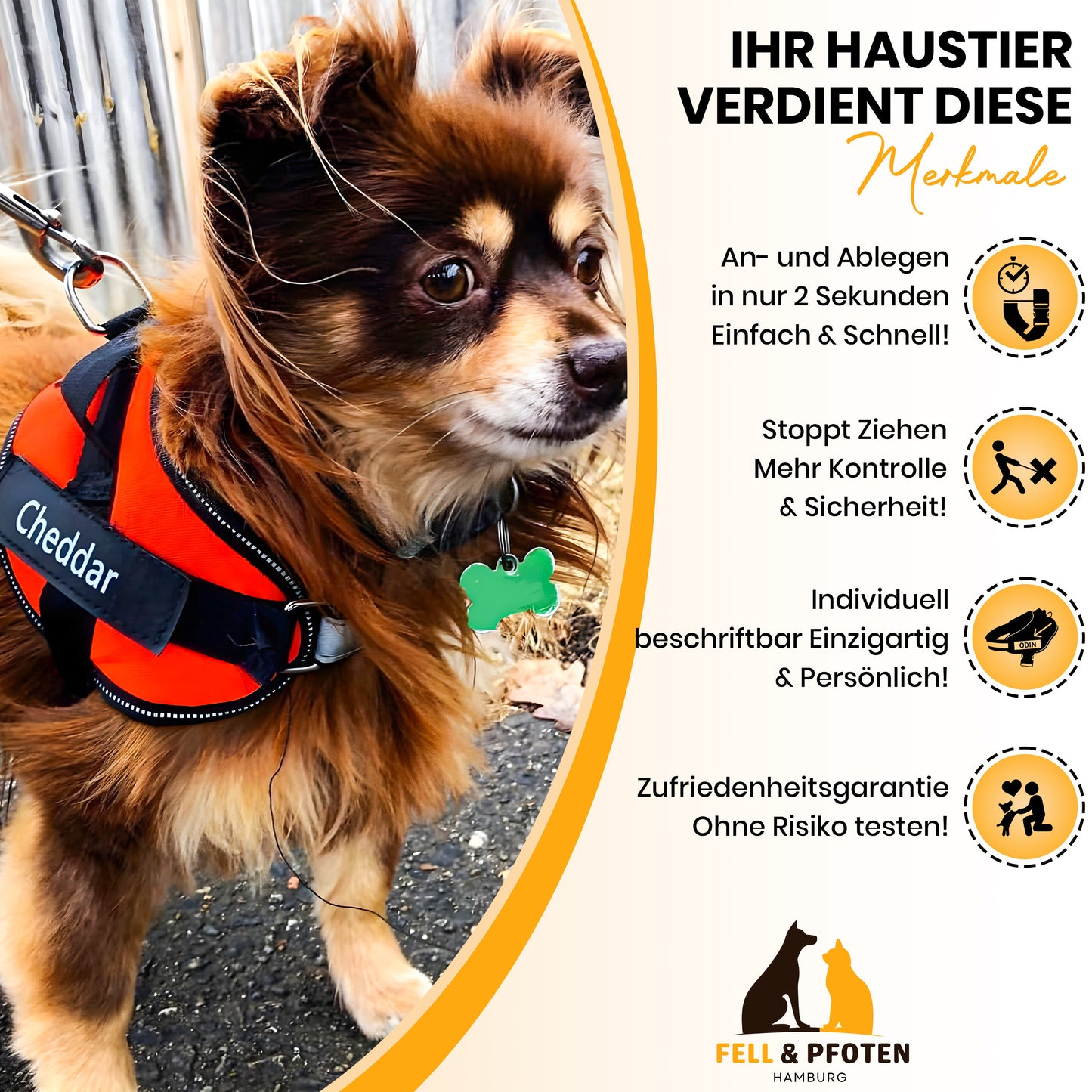 Personalisierbares Anti-Zug Hundegeschirr | Verstellbar & Hochwertig | für Kleine & Große Hunde
