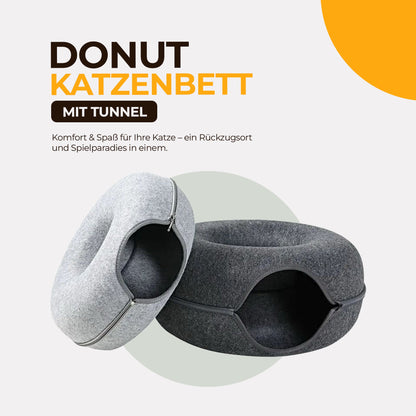 Donut Katzenbett mit Tunnel