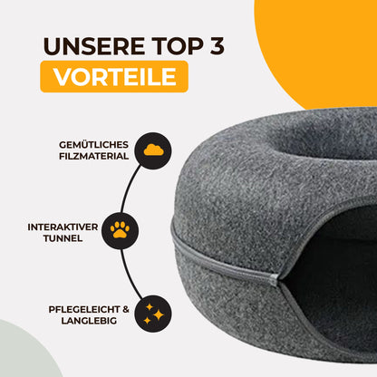 Donut Katzenbett mit Tunnel