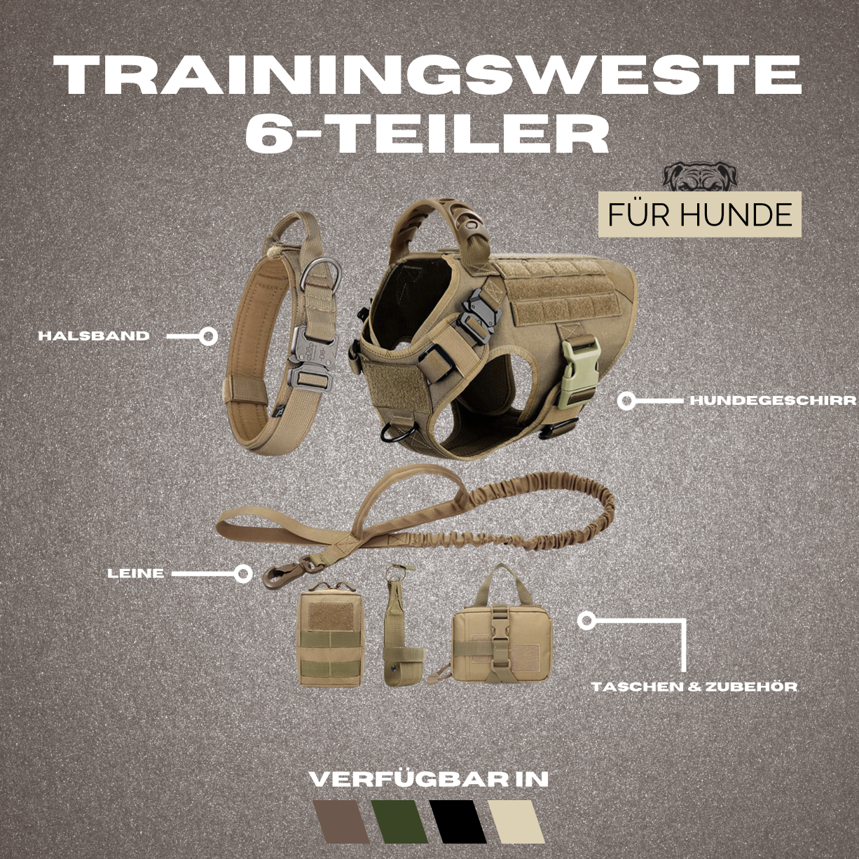 Hundegeschirr Set für große Hunde – Trainingsweste 6 Teiler