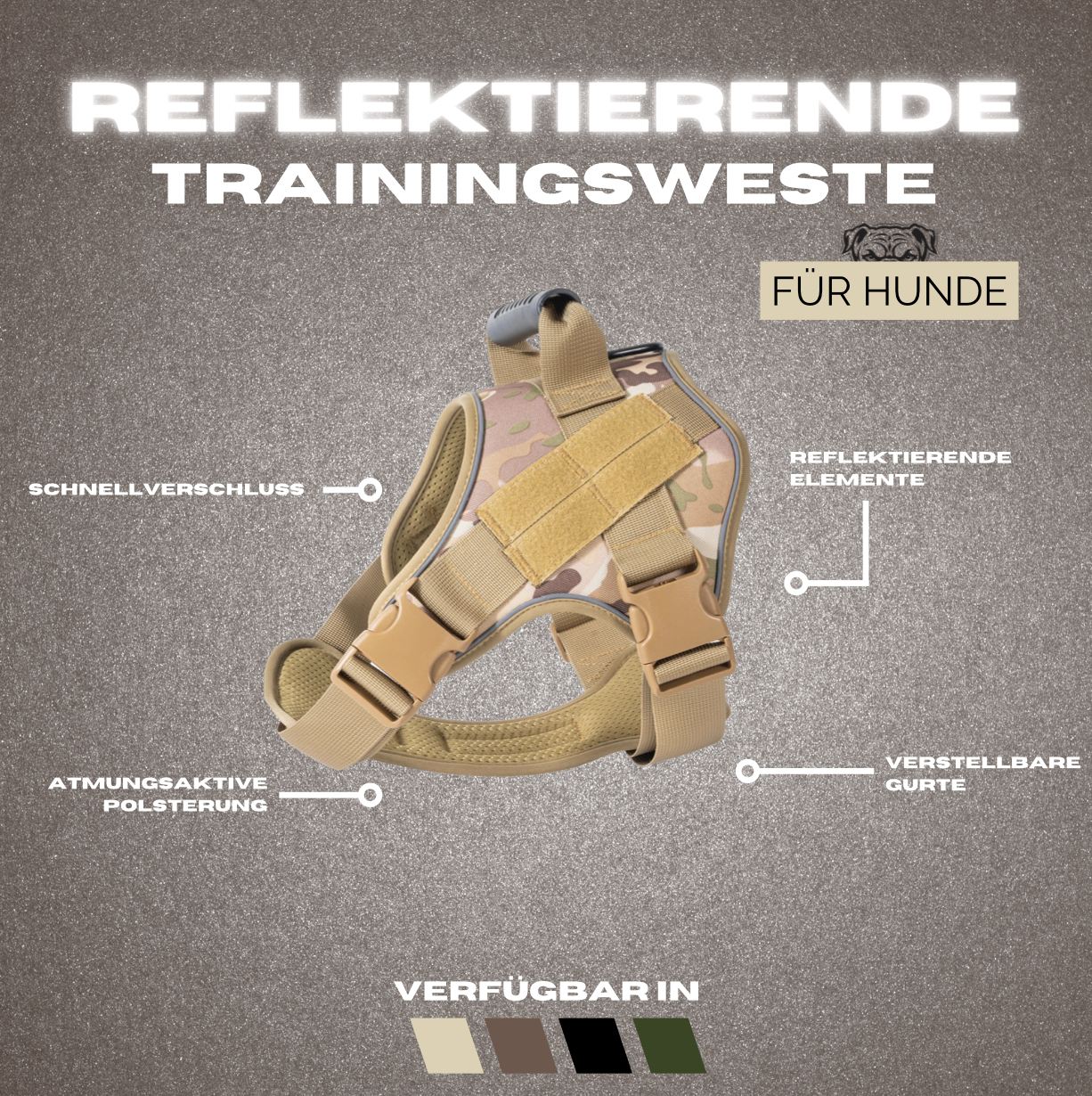 Taktisches Hundegeschirr - Reflektierende Trainingsweste