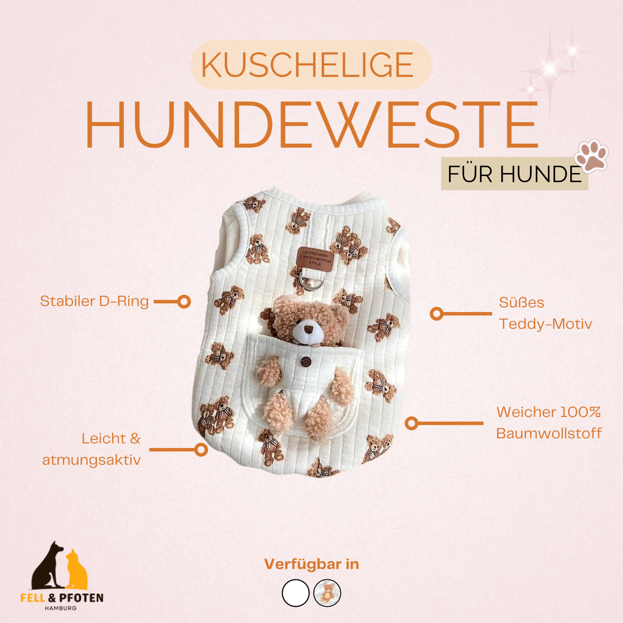 Niedliche Hundeweste - Ideal für Welpen & kleine Hunde