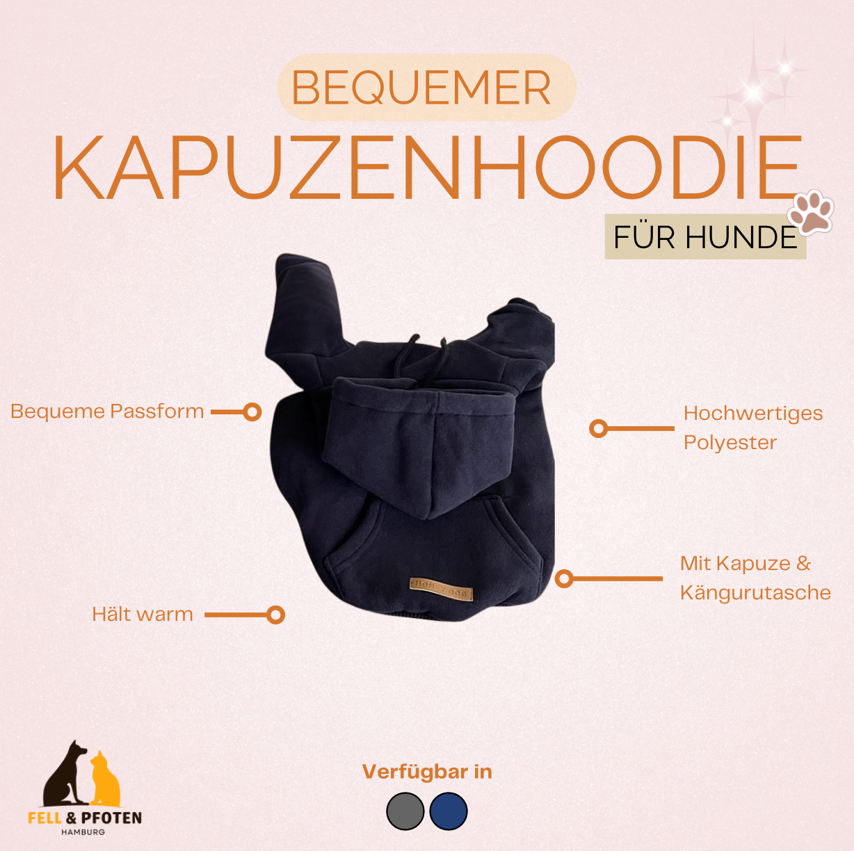 Bequemer Hundehoodie - Ideal für Welpen & kleine Hunde