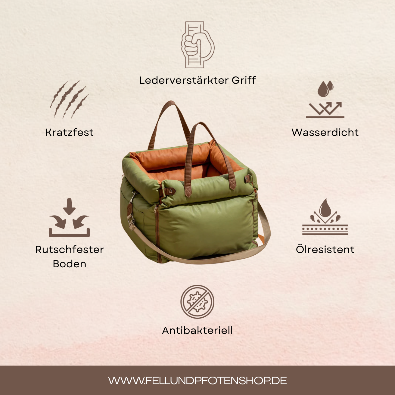 Autositz & Reise-Bett für Hunde aus Kunstleder – Urban Voyager