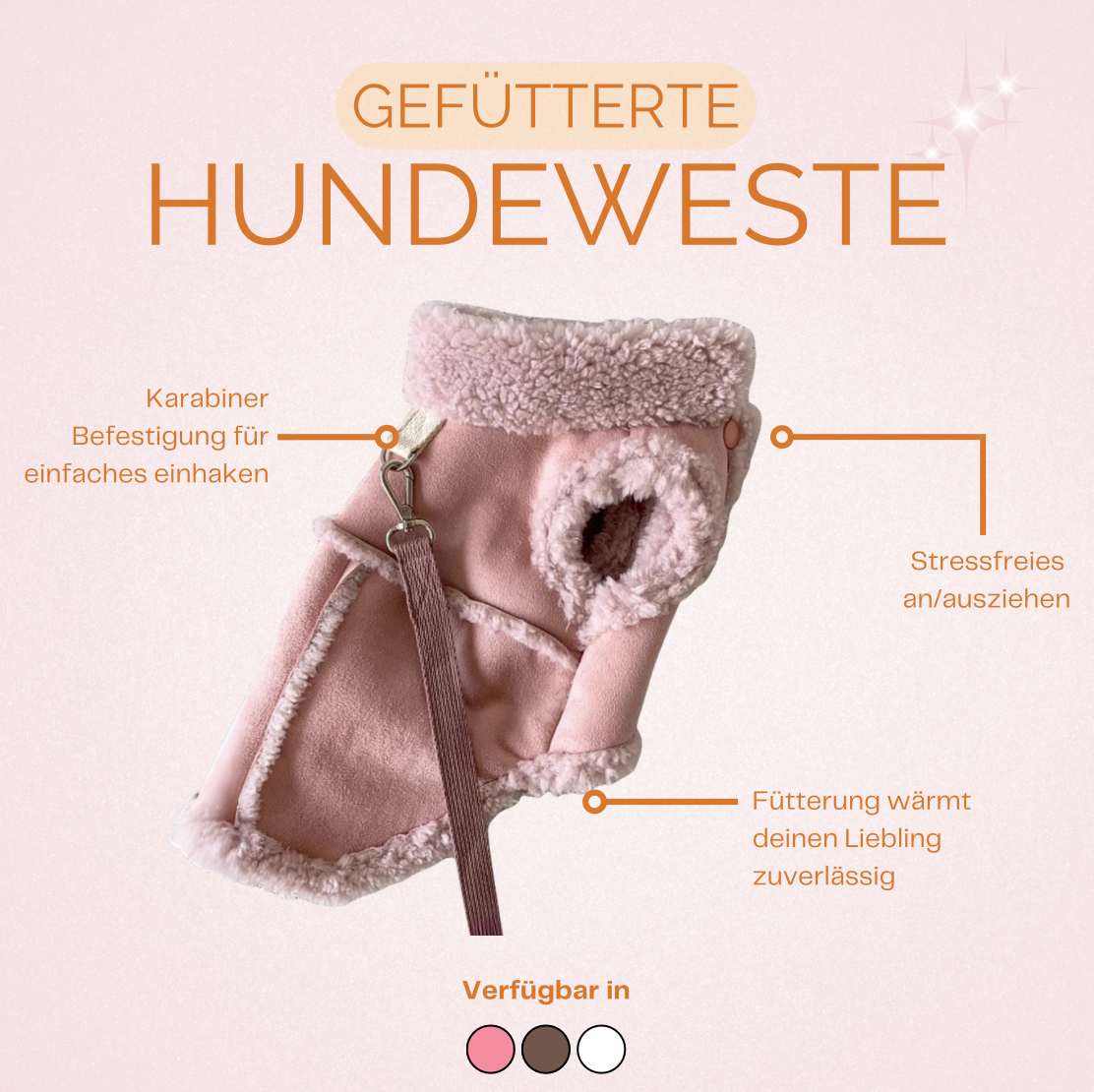 Gefütterte Hundeweste/Jacke - perfekter Schutz bei Kälte