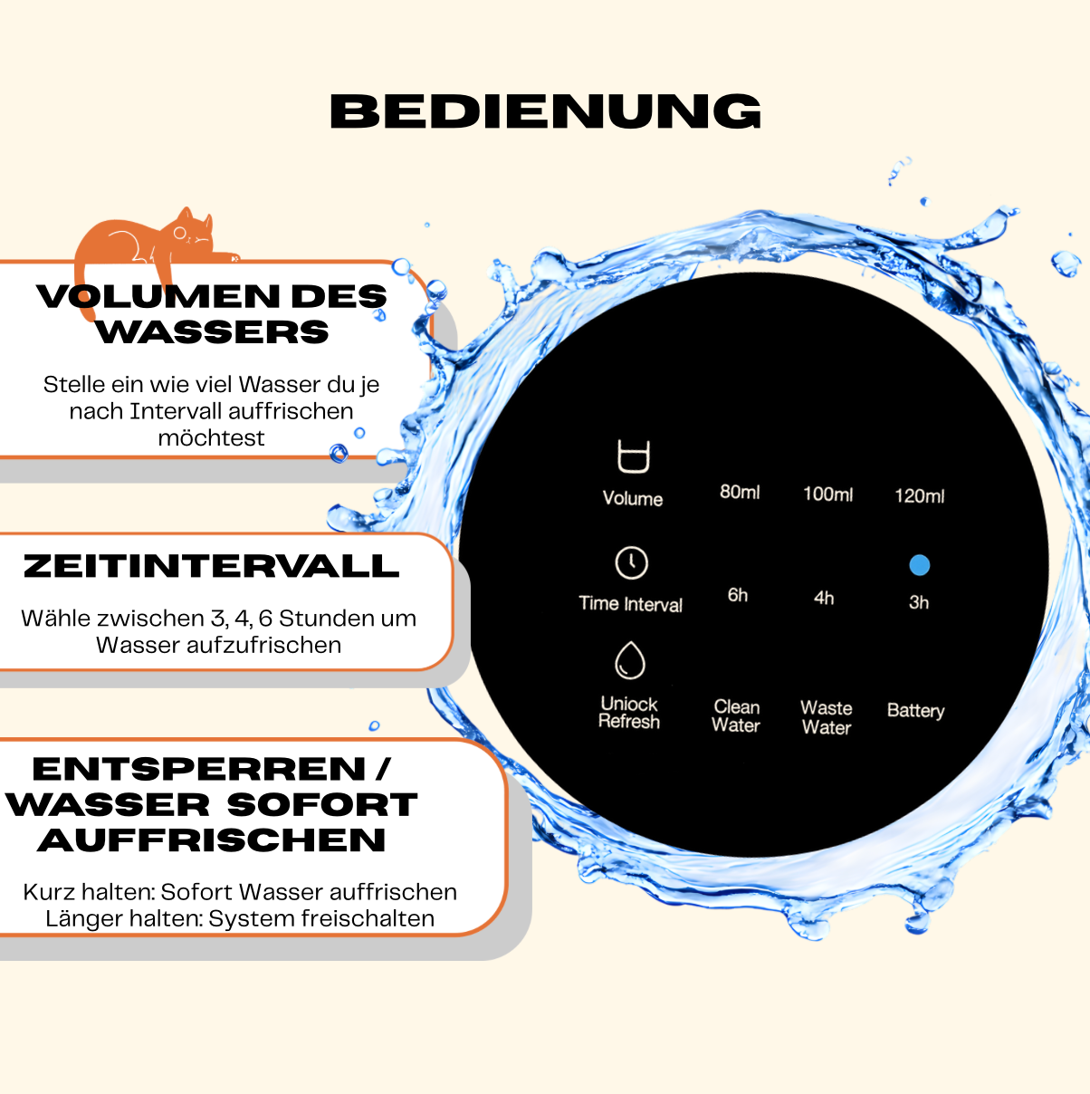 Trinkbrunnen mit Filter & Akku - Leise & Hygienisch