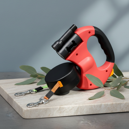 Fell & Pfoten Doppelleine – Für stressfreies Gassi zu zweit (mit 360° Entwirrmechanismus & LED-Sicherheit