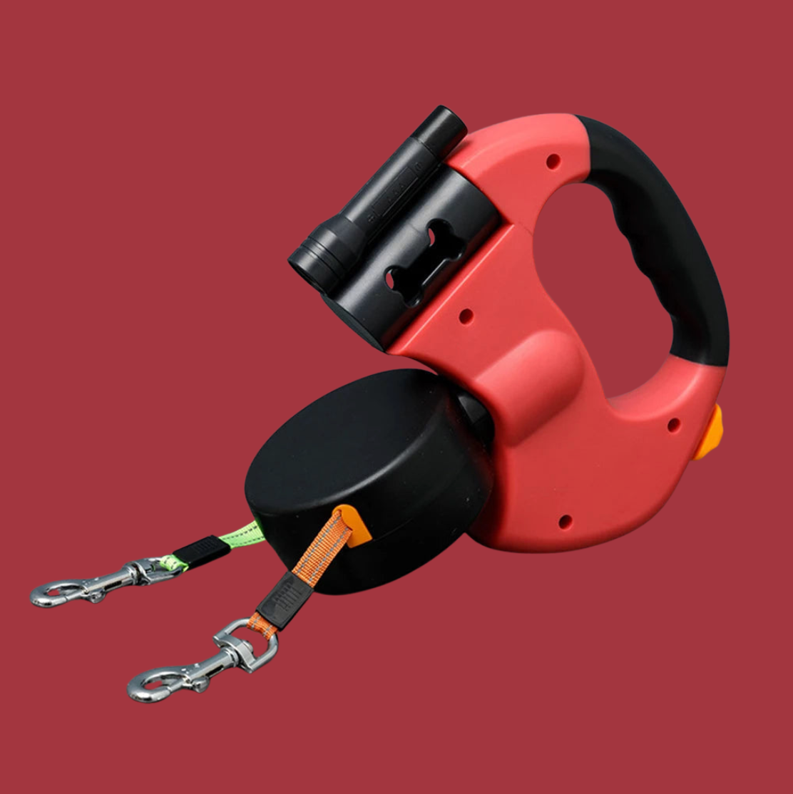 Fell & Pfoten Doppelleine – Für stressfreies Gassi zu zweit (mit 360° Entwirrmechanismus & LED-Sicherheit